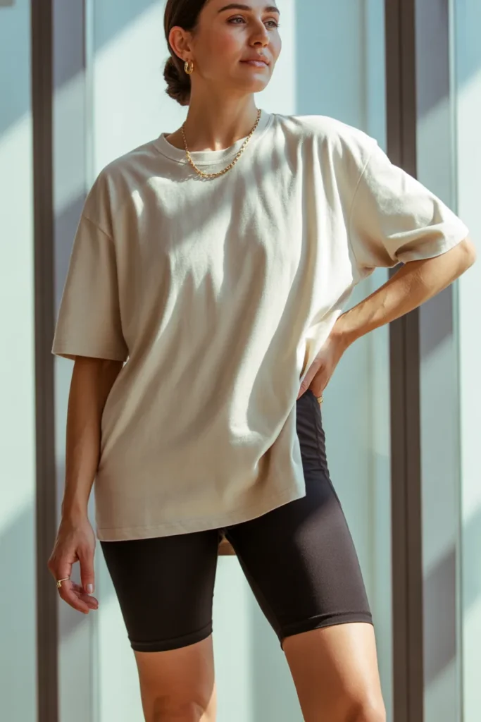 Oversized Tee with Biker Shorts