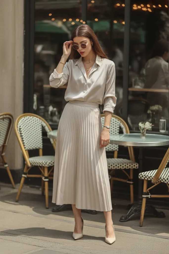 Pleated Skirt with Blouse