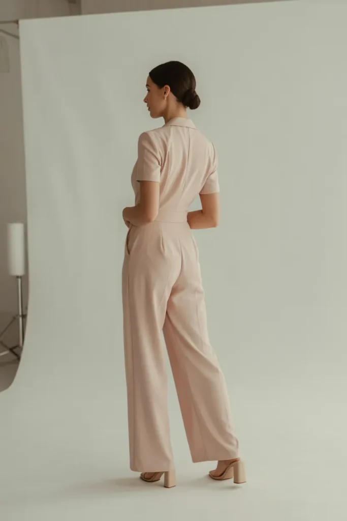 Powder Pink Jumpsuit With Clean Lines