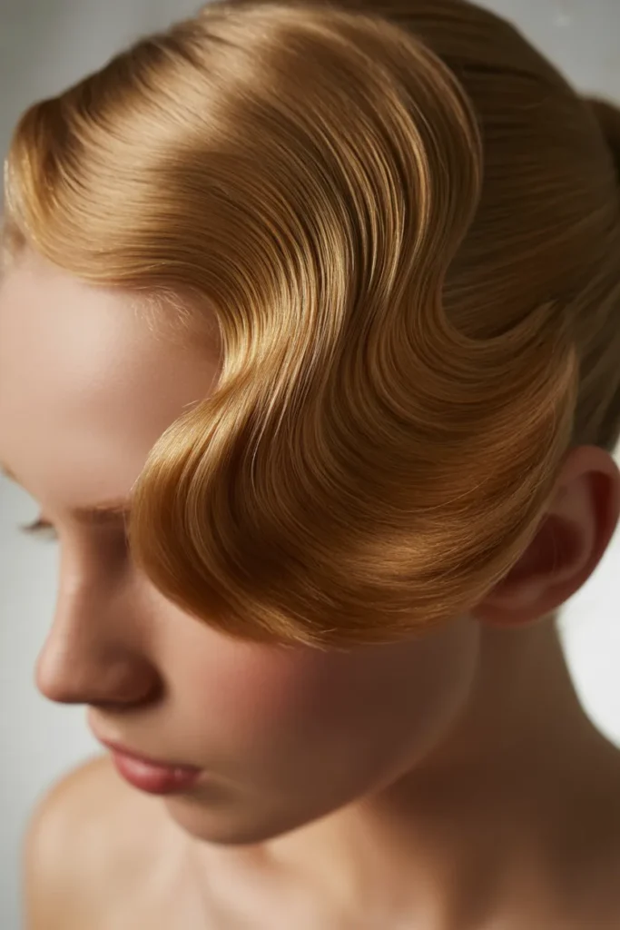 Sculpted Updo with Smooth Waves