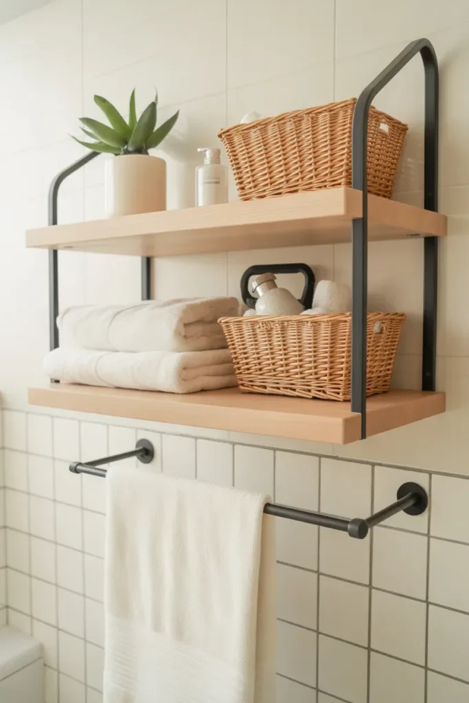 Shelf with Built-In Towel Bar