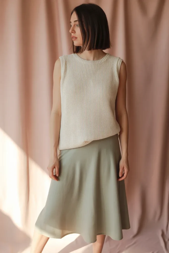 Sleeveless Knit with A-Line Skirt
