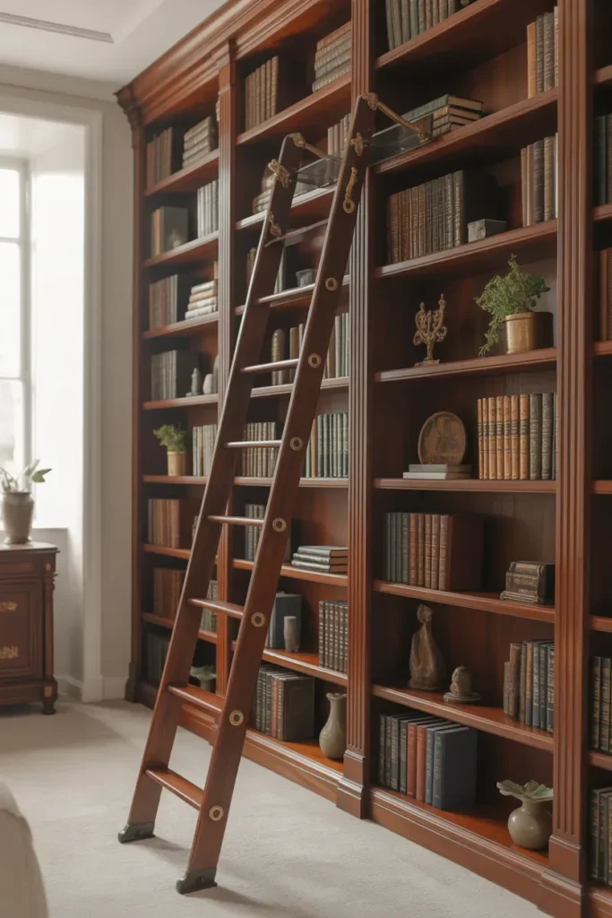 Sliding Ladder Bookshelf - Bedroom Bookshelf Ideas