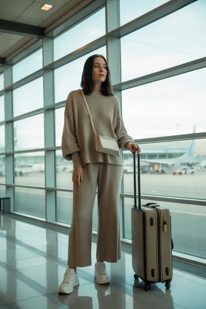 Soft Knit Set with Sneakers - Travel Outfit Inspirations