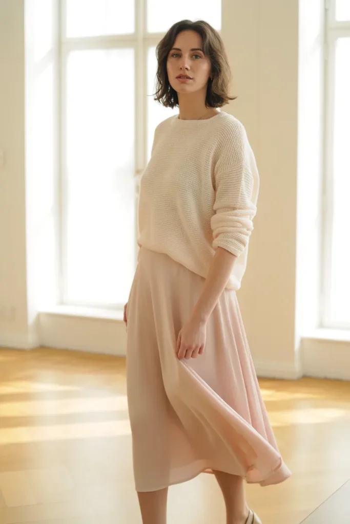 Soft Knit Top with Midi Skirt