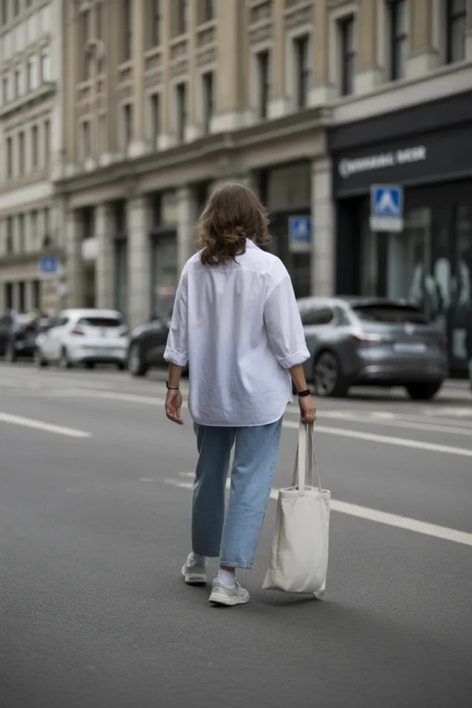 Stretch Jeans with an Oversized Shirt