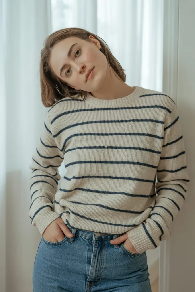 Striped Sweater with Classic Blue Jeans - Chic Weekend Outfits