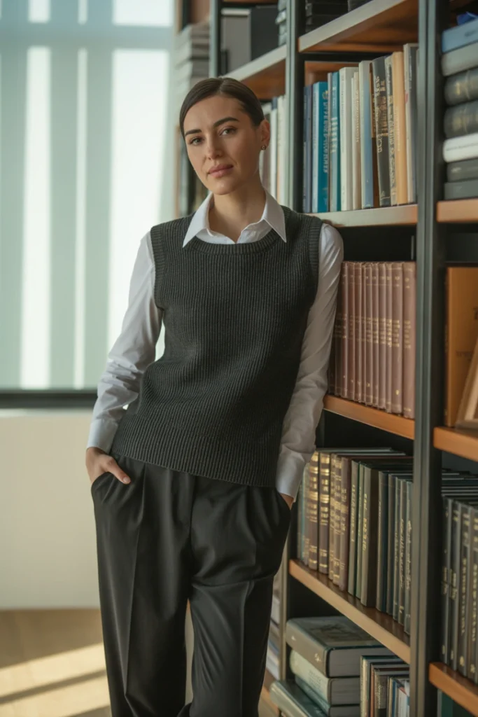 Sweater Vest with Button-Up Shirt