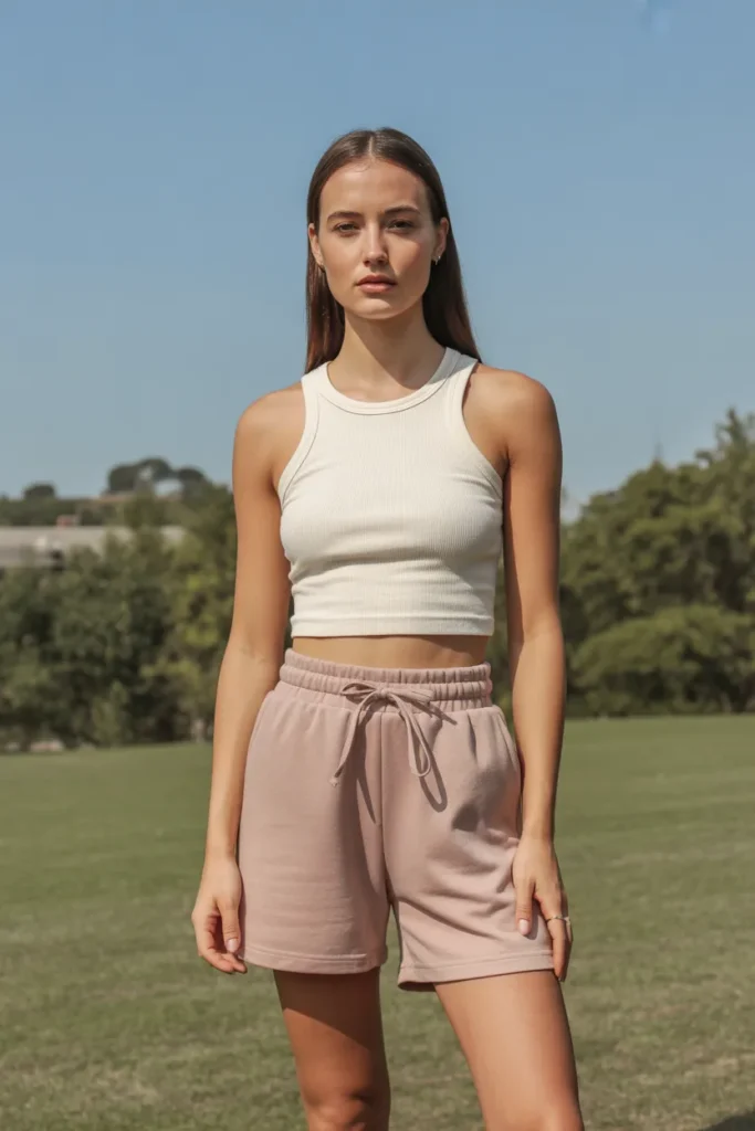 Tank Top with High-Waisted Shorts - Fresh Spring Summer Outfit Ideas