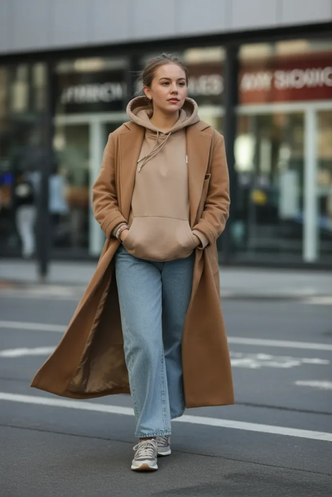 The Minimal Hoodie and Long Coat Combo