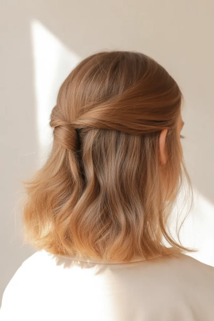 The Simple Half-Up Twist - Simple Hairstyles for Short Hair