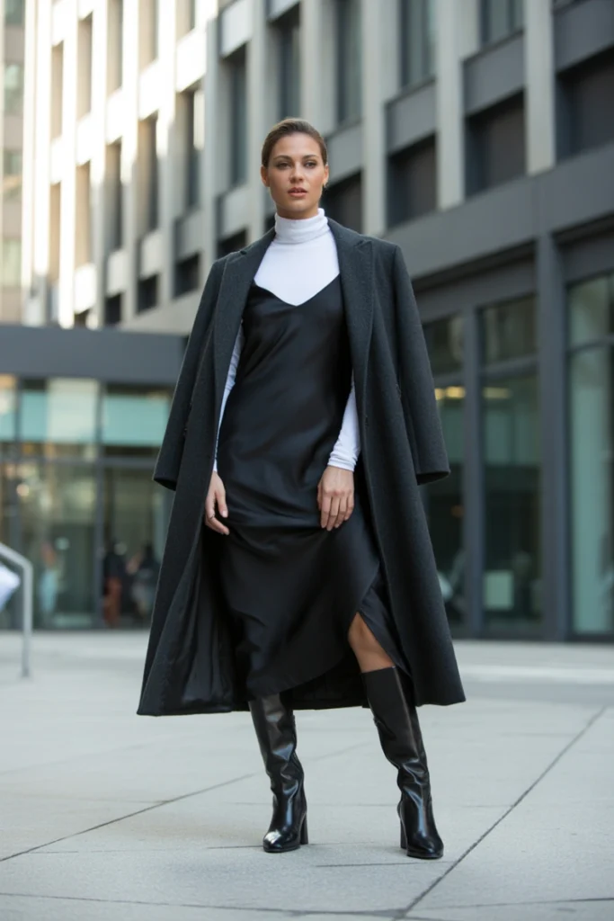 Turtleneck Under Slip Dress