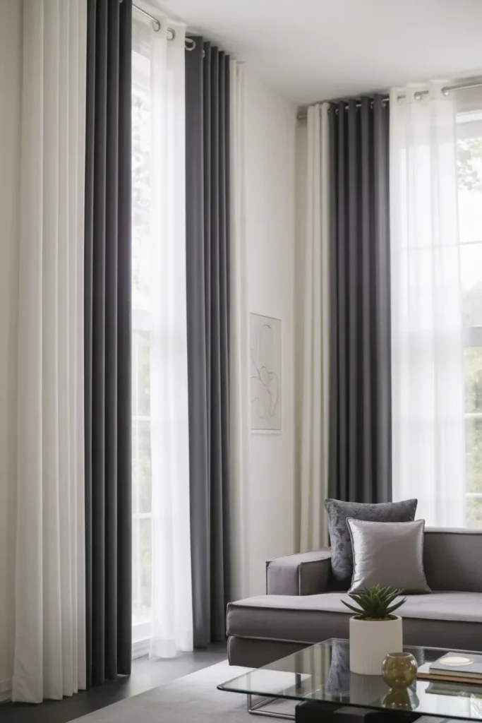 Two-Tone Curtains for Contrast
