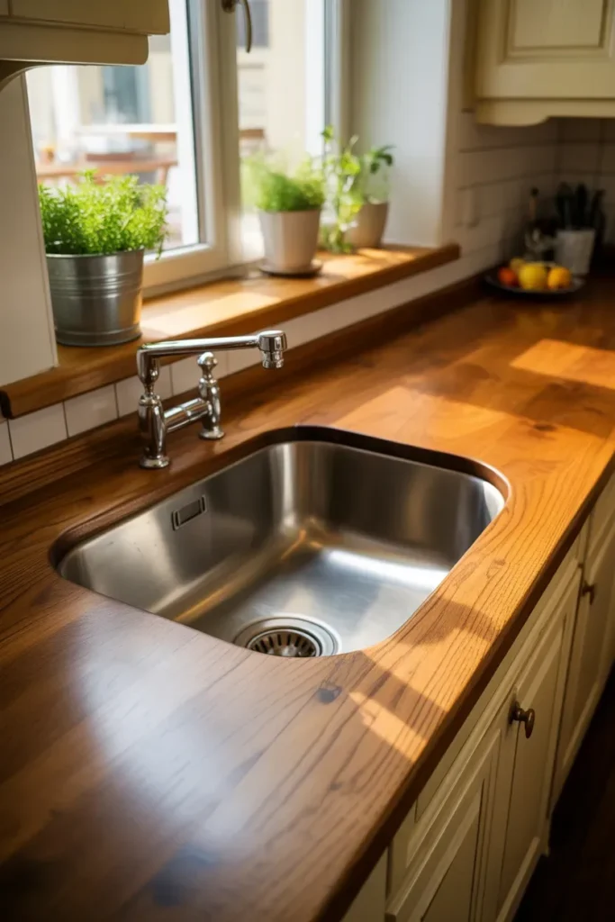 Undermount Sink with Wooden Countertop