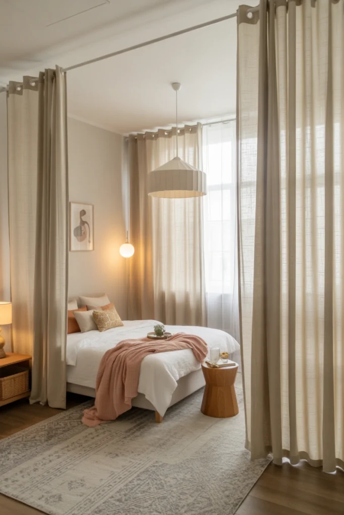 Use Curtains to Separate Spaces