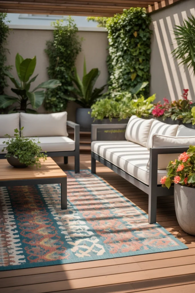 Use an Outdoor Rug for Warmth