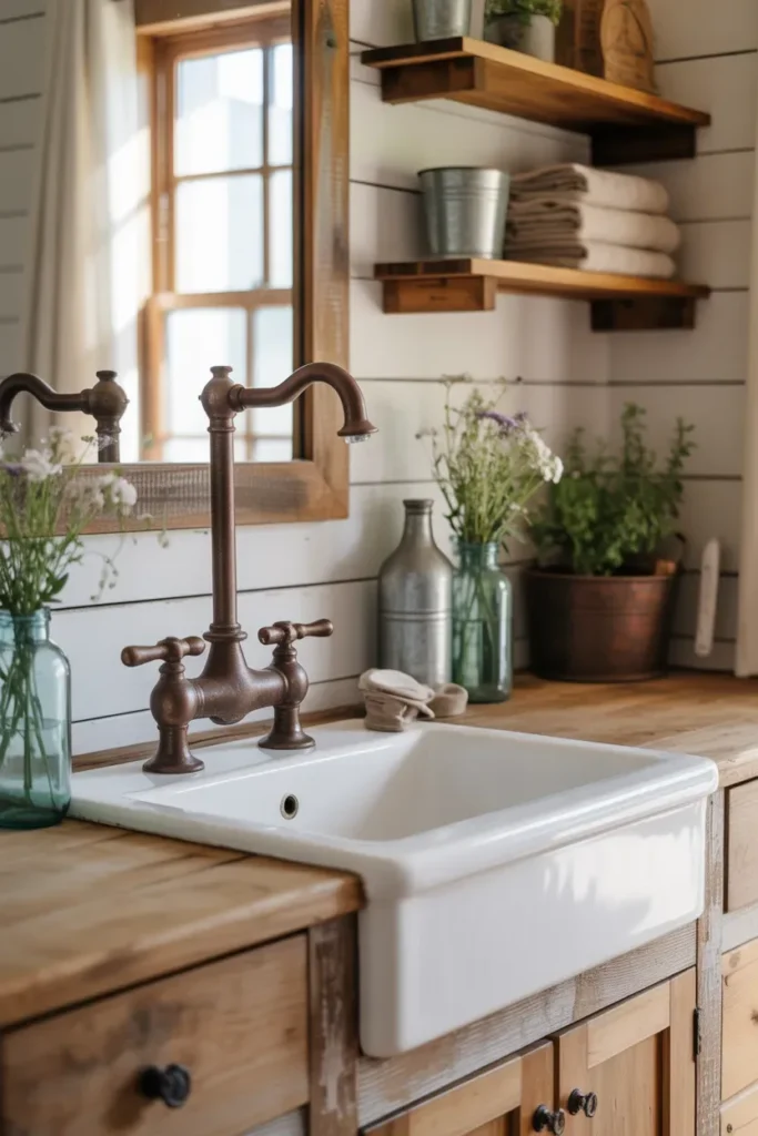 Vintage Faucets - Farmhouse Bathroom Ideas
