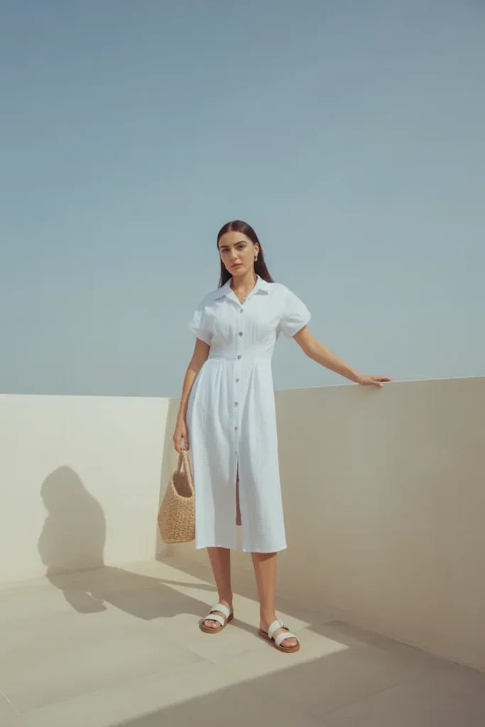 White Button-Down Dress