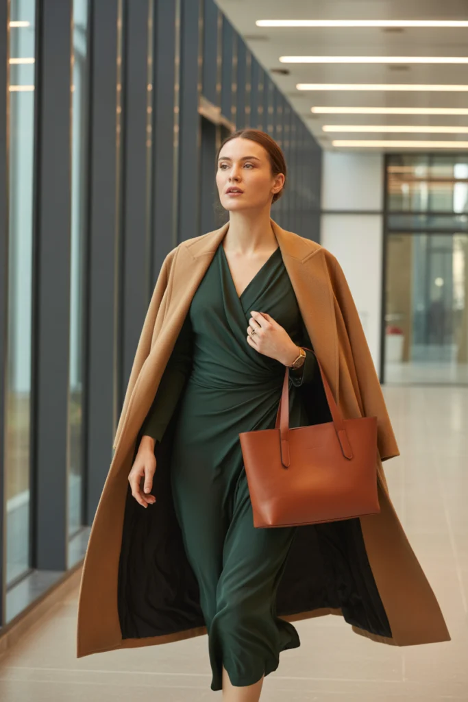 Wrap Dress with Long Coat