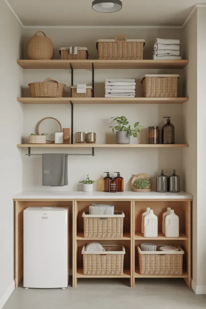 Add Open Shelving for Easy Access - Small Utility Room Ideas