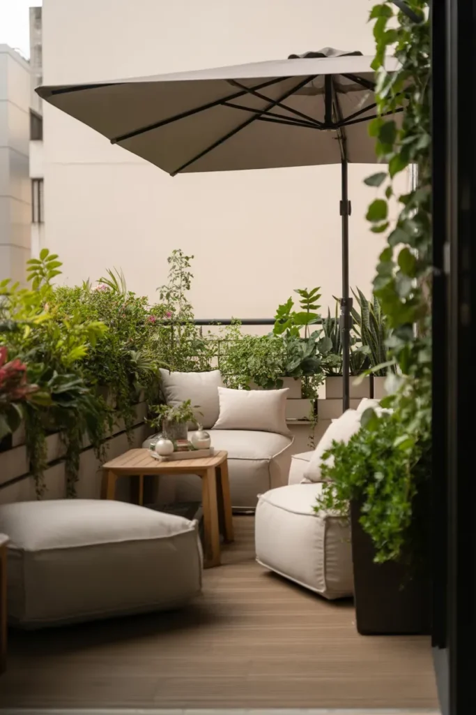 Add a Simple Shade Umbrella - Balcony Apartment Ideas