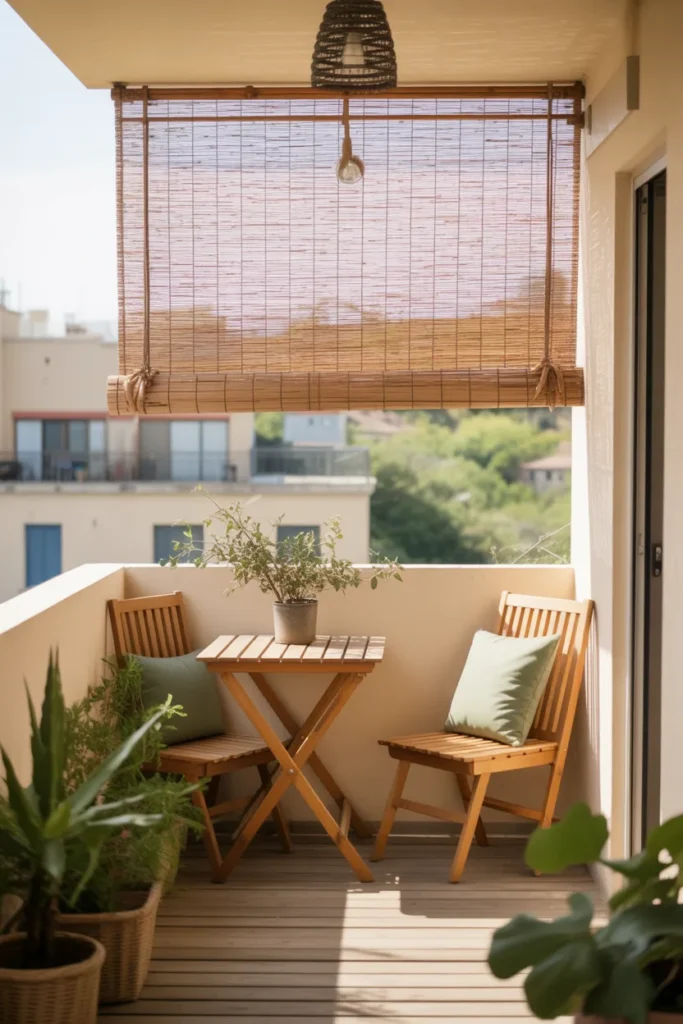 Bamboo Roll-Up Shades - 18 Balcony Privacy Ideas