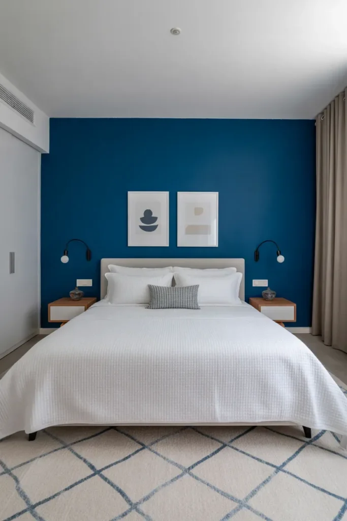 Blue Accent Wall to Frame the Room