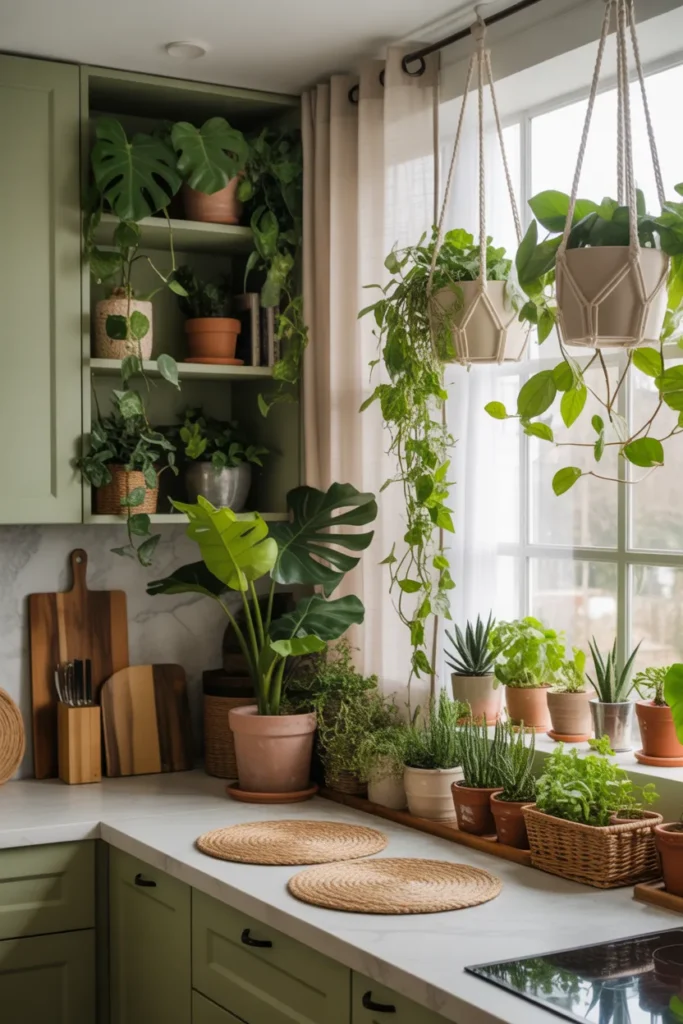 Botanical-Inspired Green Kitchens