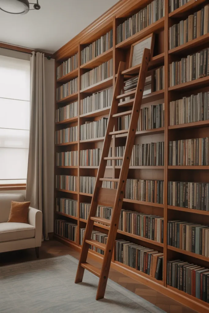 Built-In Shelving with Ladder