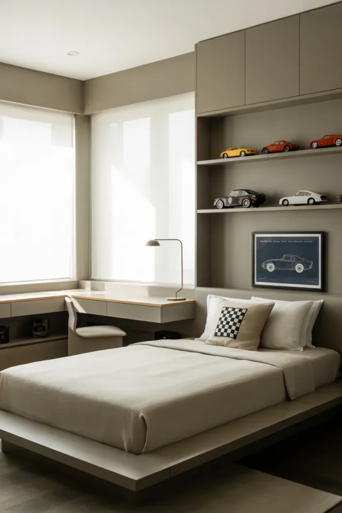 Car-Themed Room With Clean Lines