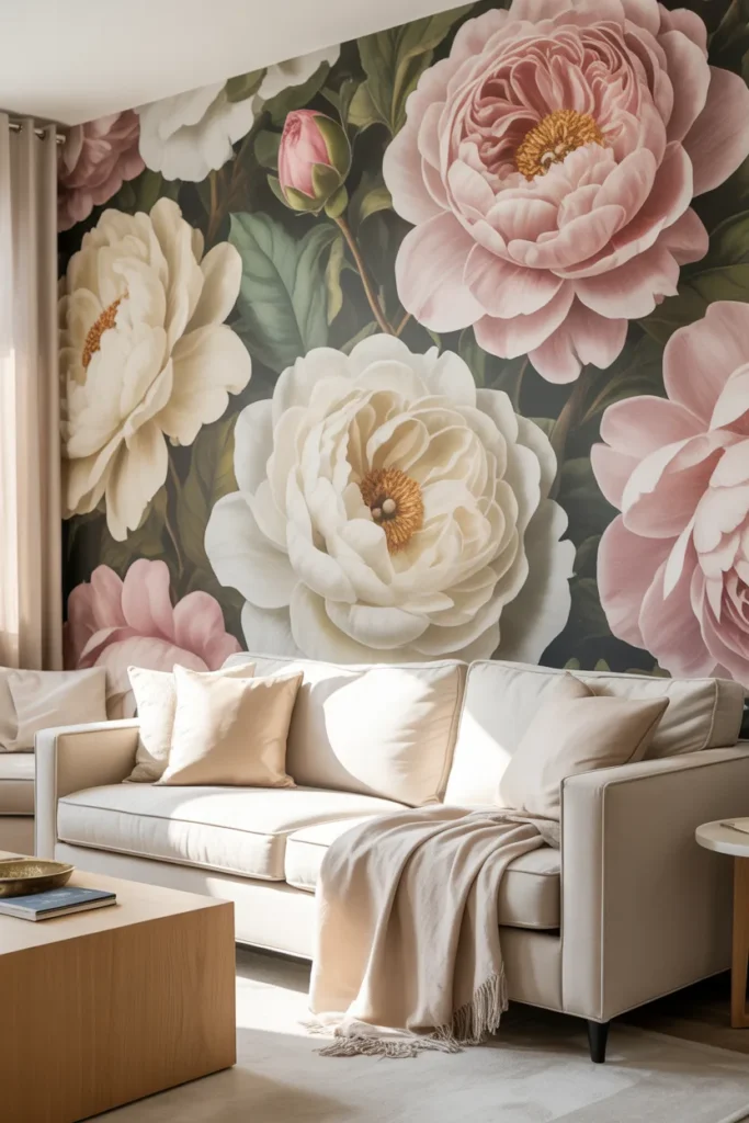 Large-Scale Floral Wallpaper for Statement Walls - Flower Wallpaper Ideas