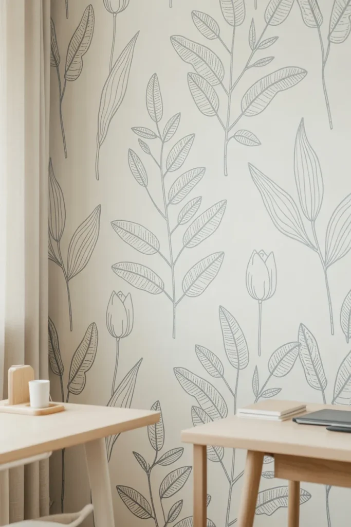 Modern Minimal Floral Wallpaper