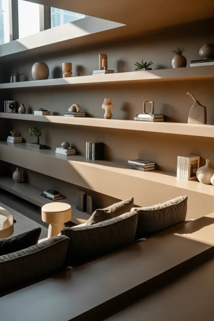 Open Shelving for Display - Terraced House Living Room Ideas