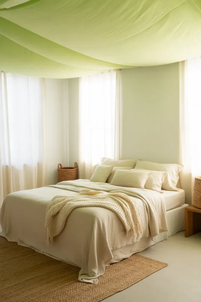 Pale Green Ceiling for a Soft Atmosphere