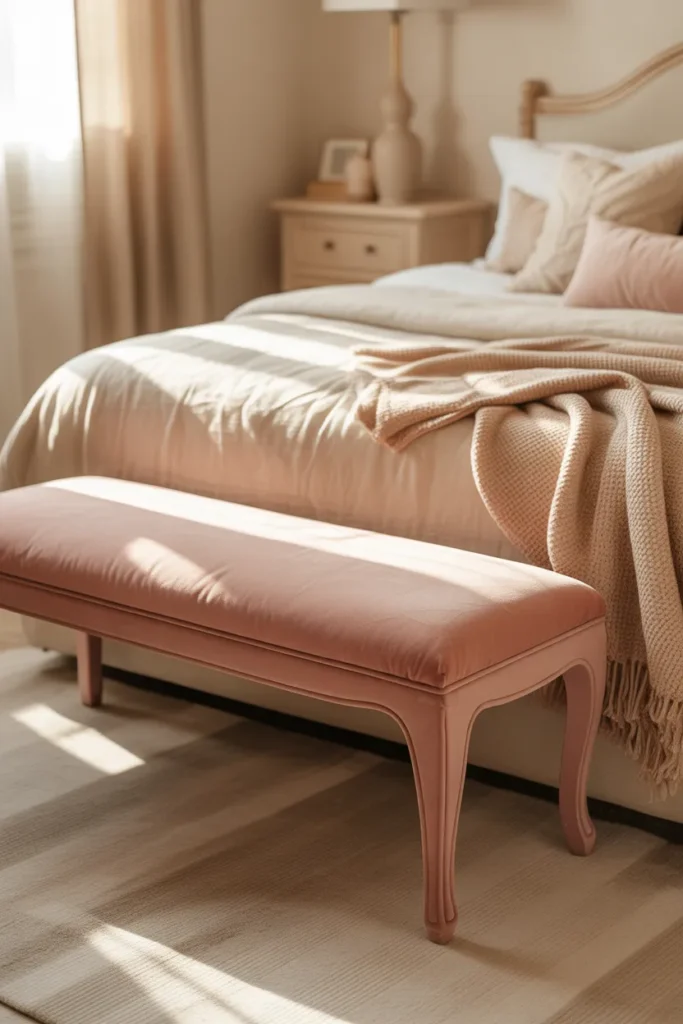 Pink Bedside Bench for Extra Function - Pink Bedroom Ideas