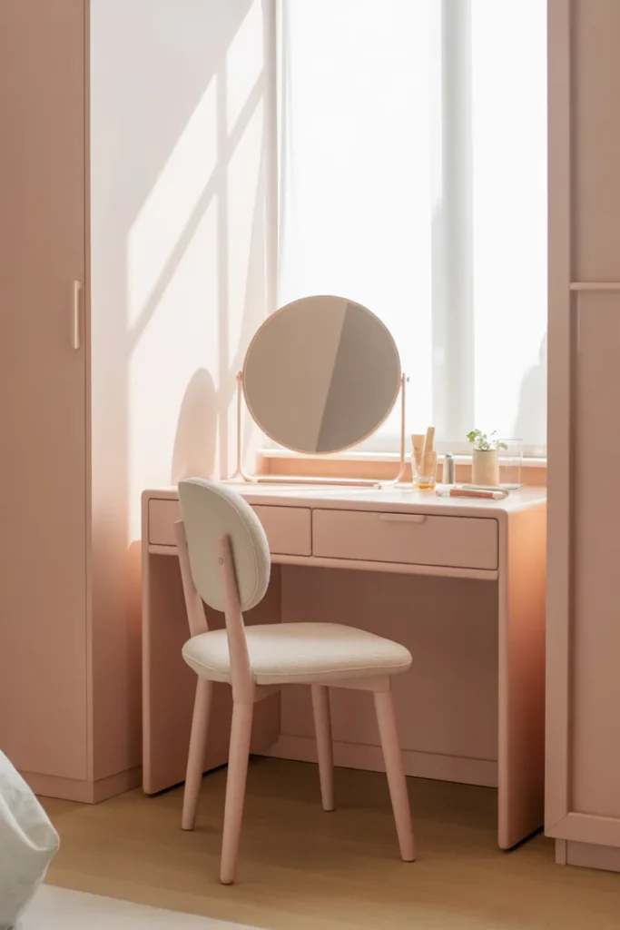 Pink Desk or Vanity for a Soft Corner