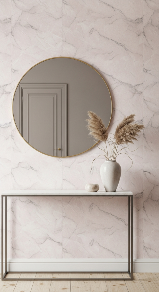 Pink Marble-Effect Wallpaper