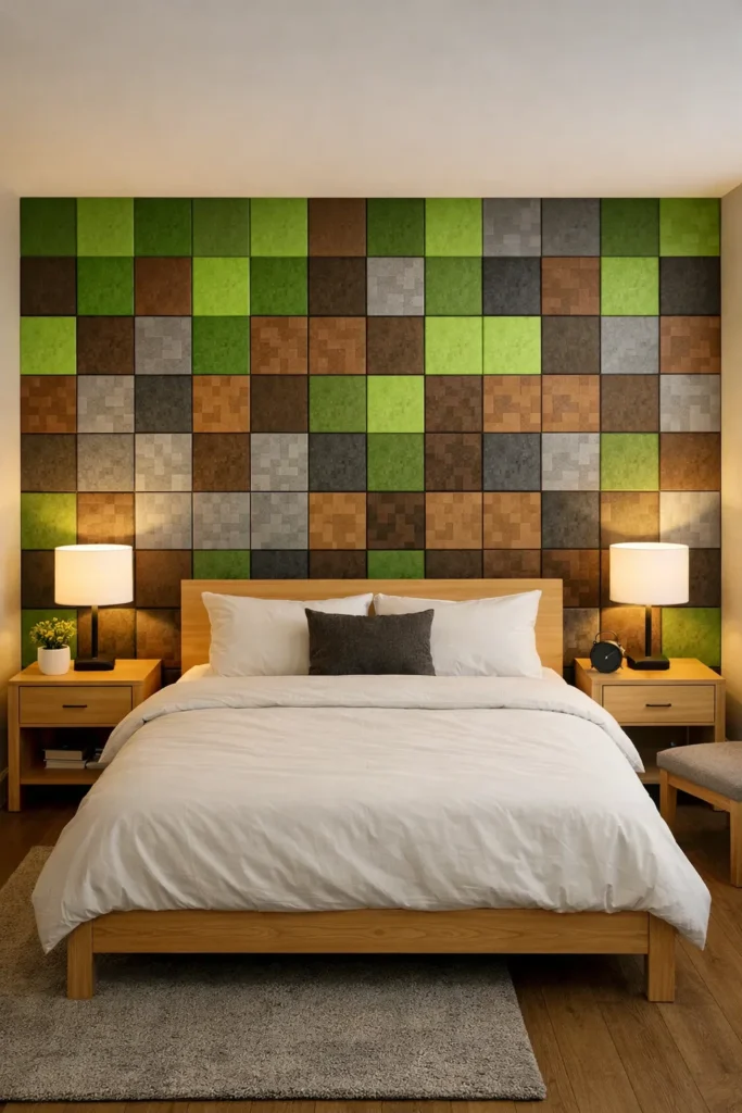 Pixel Block Accent Walls - Minecraft Inspired Home Decor Ideas