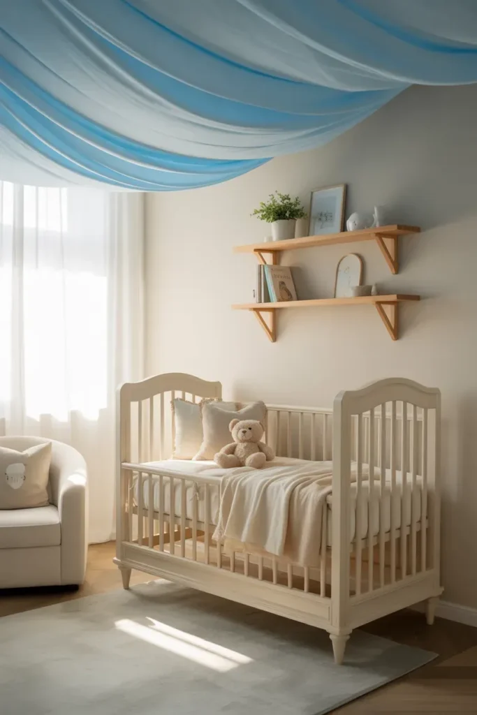 Soft Blue Ceiling for a Calm Feel