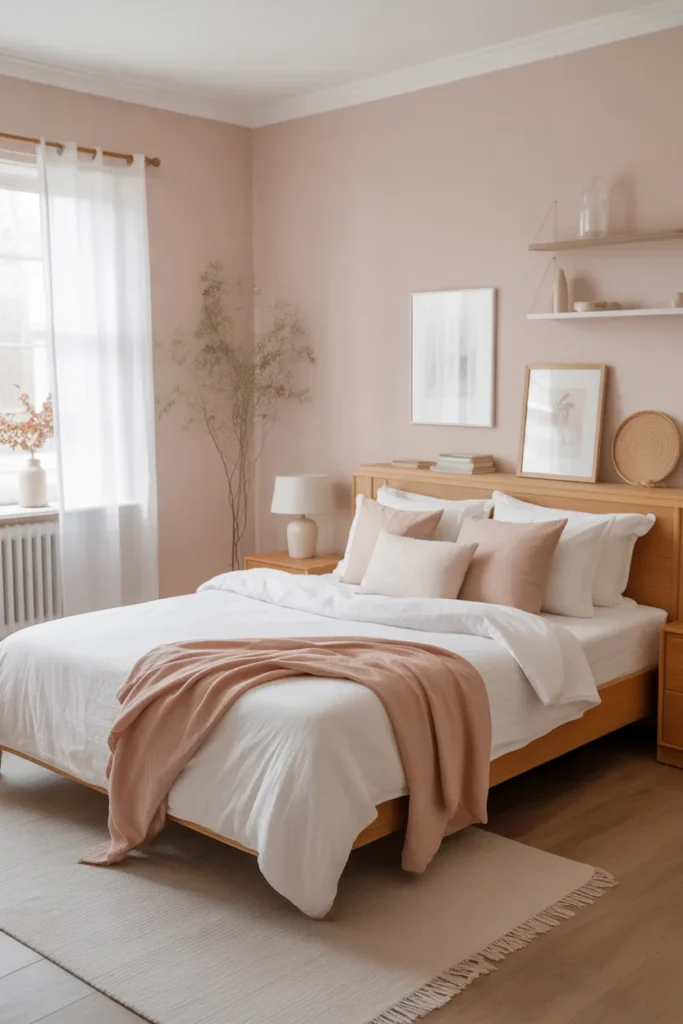 Soft Blush Walls for a Calm Base - Pink Bedroom Ideas