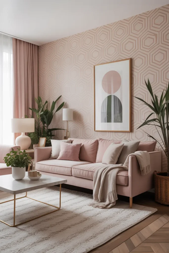 Soft Pink Geometric Wallpaper