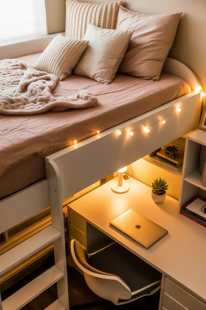 Stylish Loft Bed Setup - Teen Girl Bedroom Ideas