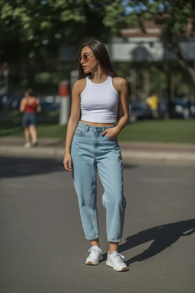 Tank Top with Mom Jeans