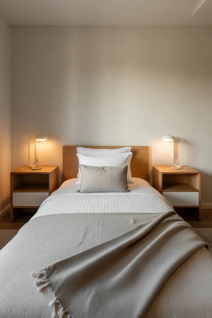 Twin Bed With Matching Slim Nightstands