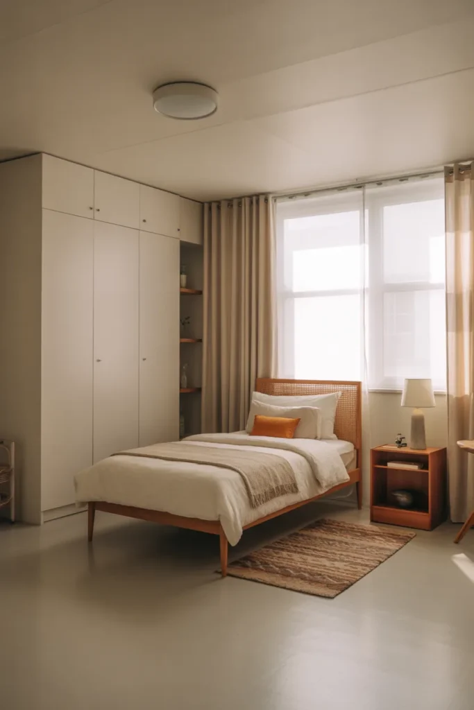 Twin Bed With Simple Rug Placement