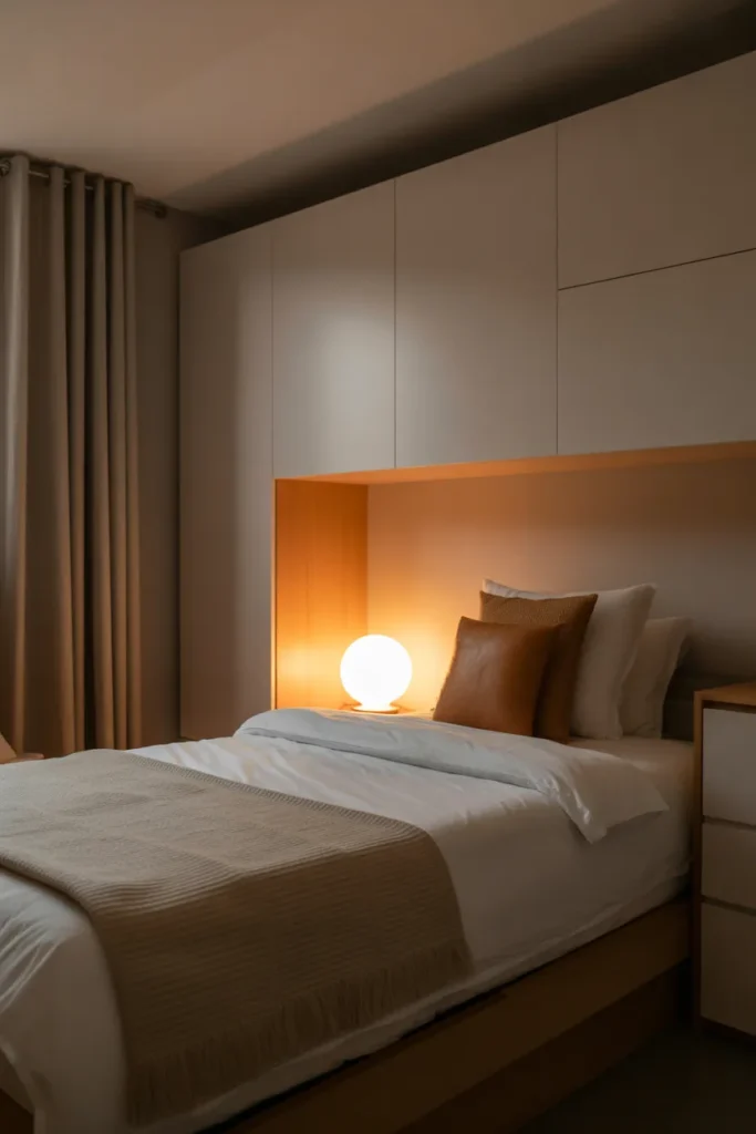  Twin Bed With Soft Lighting Setup