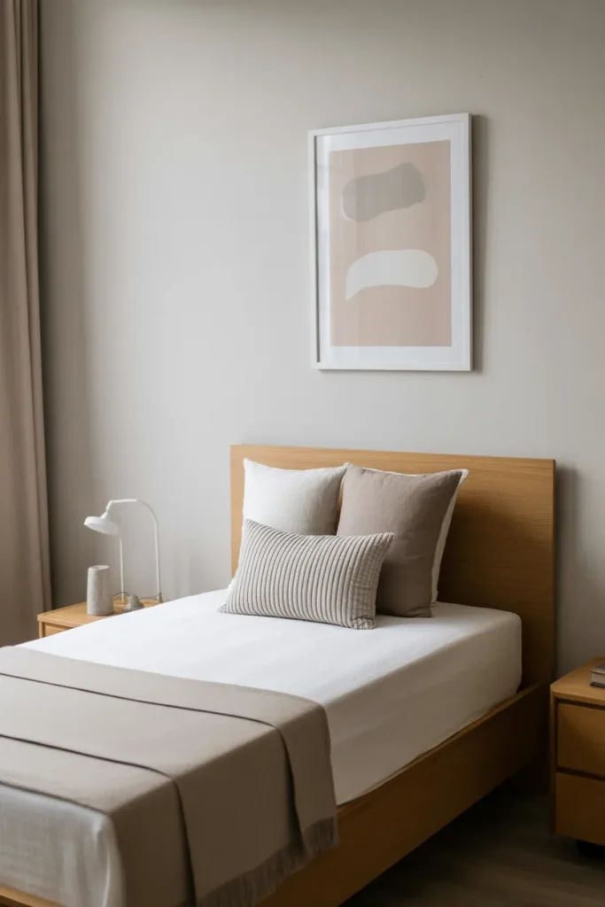 Twin Bed With Wall Art Above - Twin Bed Ideas for Small Rooms