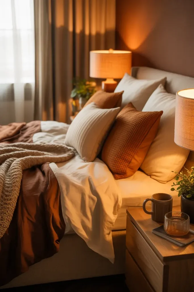 Warm Brown Bedroom Styling