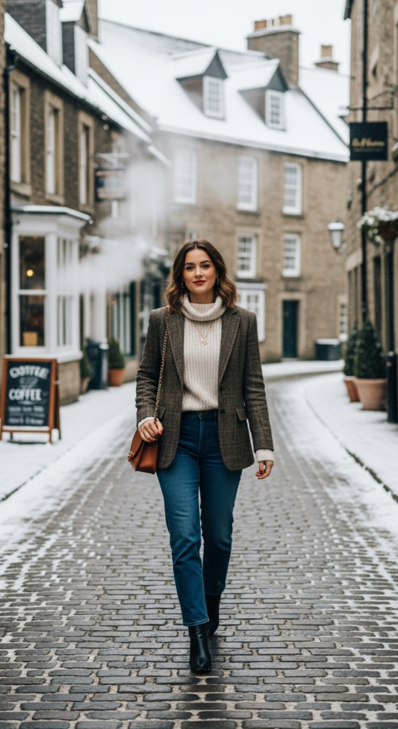 Wrap Coat With Scarf and Tailored Pants