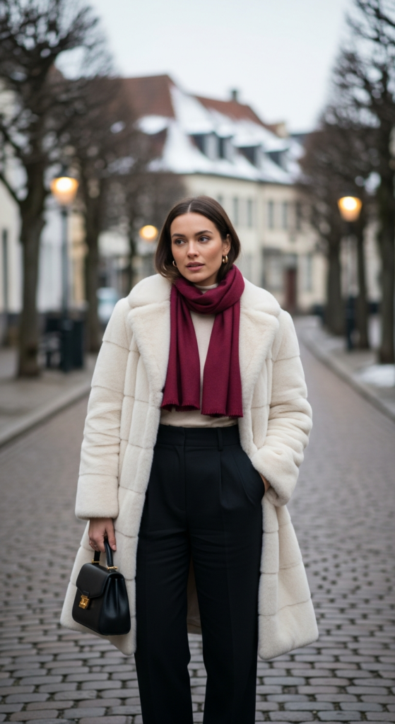 Faux Fur Coat With Simple Layers